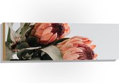 Hout - Bloemen - Liggen - Bladeren - Kleuren - 90x30 cm - 9 mm dik - Foto op Hout (Met Ophangsysteem)