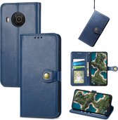 Luxe PU-leer Wallet Case + Glas Screenprotector voor Nokia X20 _ Blauw