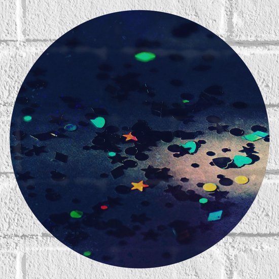 Muursticker Cirkel - Lichtstraal op Glittertjes op de Vloer - 30x30 cm Foto op Muursticker