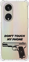 Cover Case OPPO Reno8 T 5G Telefoonhoesje met doorzichtige rand Pistol Don't Touch My Phone