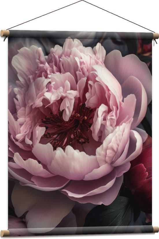 Textielposter - Roze Pioenrozen - 60x80 cm Foto op Textiel