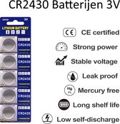CR2430 Lithium Knoopcel Batterij 3V - Energiebron voor Kleine Elektronische Apparaten - Blister - 5 Stuks