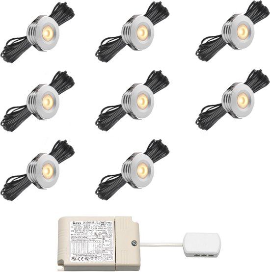 LED terrasoverkapping inbouwspot Pals inclusief trafo - i.c.m. Somfy IO / veranda / carport / serre / LED buitenverlichting / 3W / dimbaar / warmwit - set van 6 stuks