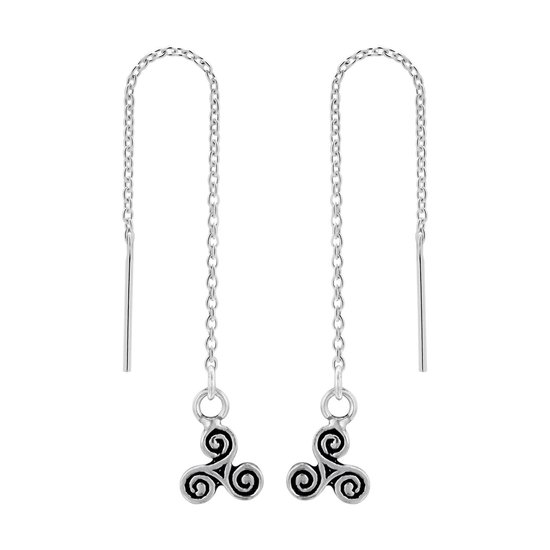 Zilveren oorbellen | Chain oorbellen | Zilveren chain oorbellen, triskele