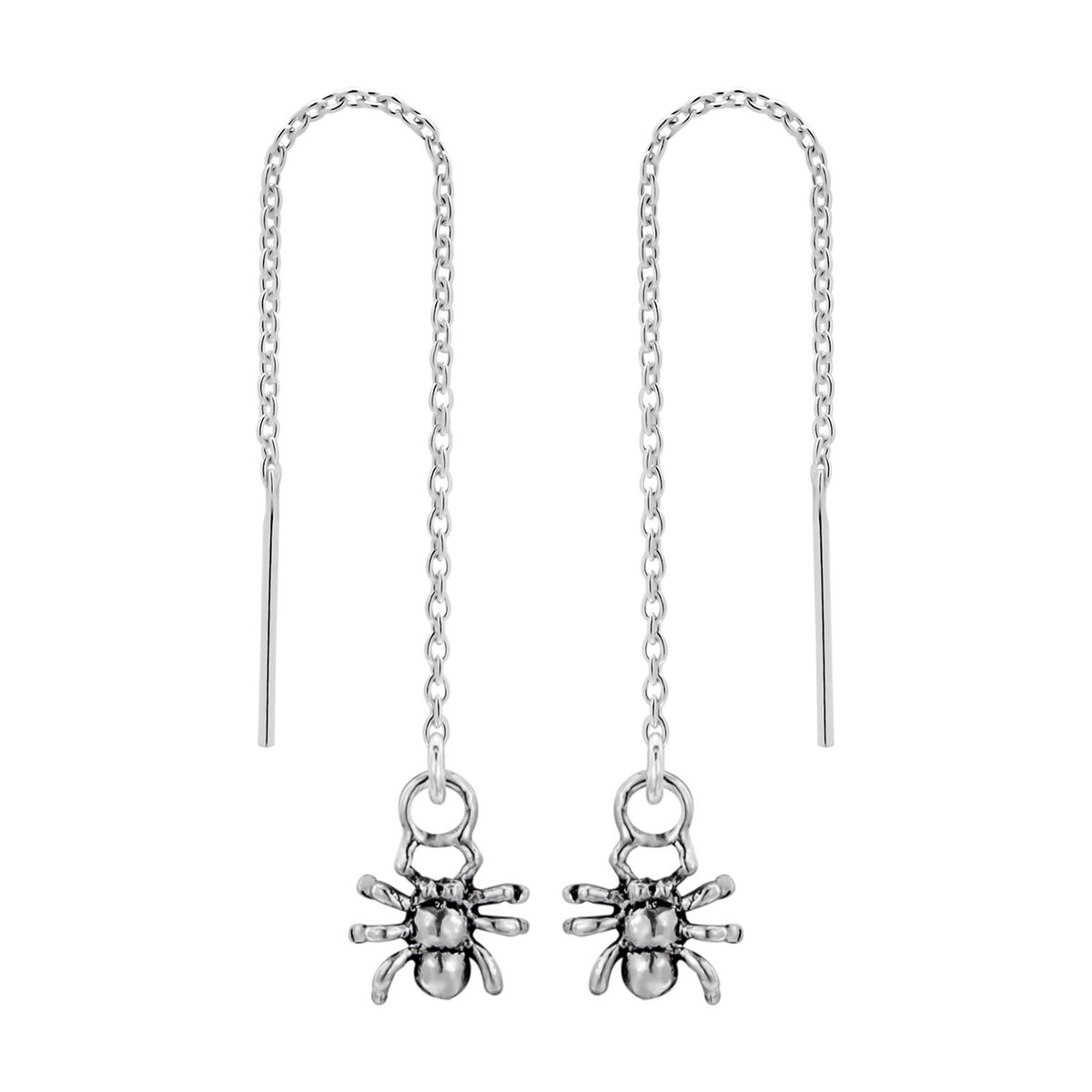 Zilveren oorbellen | Chain oorbellen | Zilveren chain oorbellen, spin