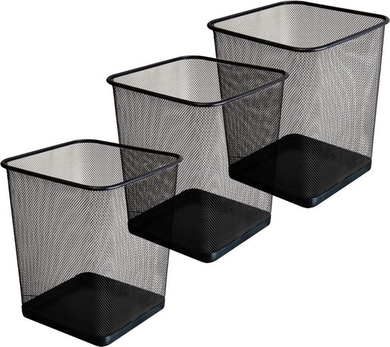HE25159.95 - Vierkante metalen prullenbak | 18L | zwart - DESQ