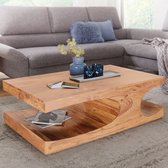 Rootz salontafel massief hout Acacia 118 cm breed eetkamertafel design donkerbruine landelijke tafel