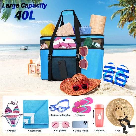 Sac de plage XXL pour femme, grand sac de plage avec fermeture éclair, sac  de bain en