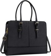Women's Handbag, Large Waterproof Shopper Bag, Leather Bag for 15.6 Inch Laptop for Office, Work, Business, School, black
