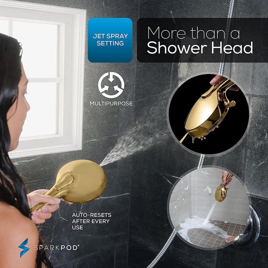 Douchekop met 9 functies, handheld hogedrukjet met aan/uitschakelaar