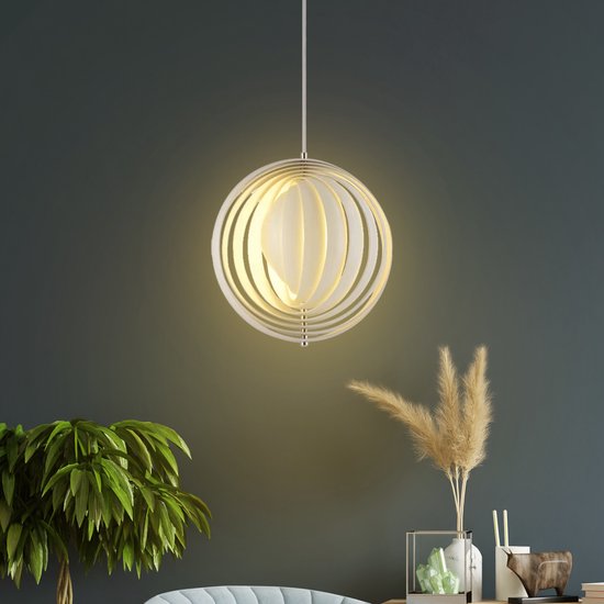 Design hanglamp in wit ijzer, 1-lichts - Luana
