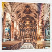 Muursticker - Kerk Vol met Prachtige Gouden Schilderingen - 100x100 cm Foto op Muursticker