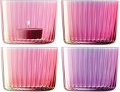 L.S.A. - Gems Theelicht Houder 6 cm Set van 4 Stuks Assorti - Glas - Roze