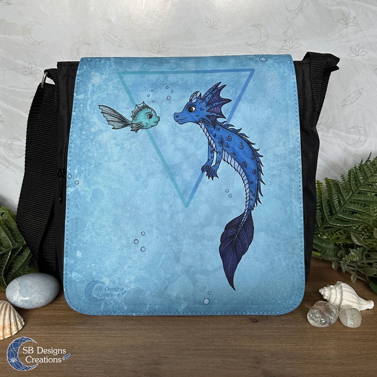 Water Draak Schoudertas - Fantasy Art - Draken Lover cadeau - Blauwe Schoudertas Fantasy - Magische wezens - Mythologie