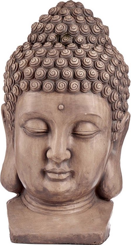 Decoratief tuinfiguur Boeddha Kop Grijs Polyresin (35 x 65,5 x 38 cm)