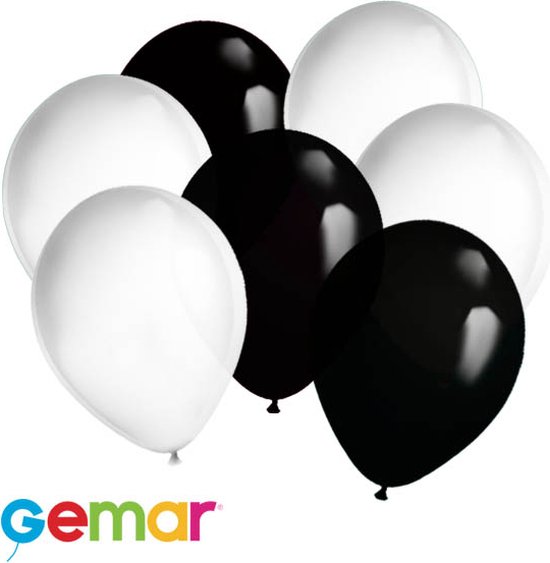 30x Ballonnen Zwart en Wit (Ook geschikt voor Helium)