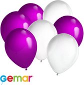 30 ballonnen Wit en Paars (Ook geschikt voor Helium)