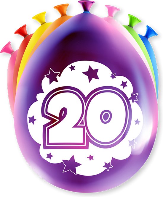 Paperdreams - Ballonnen Happy Party 20 jaar (8 stuks)