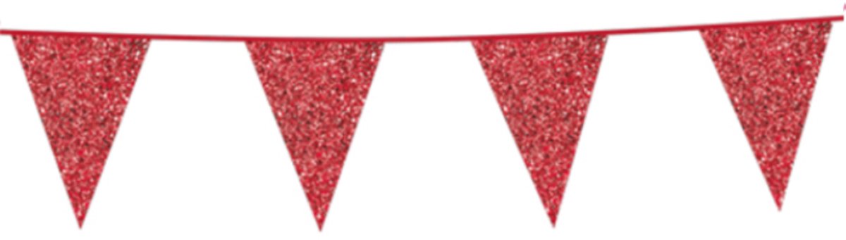 Globos Vlaggenlijn Glitter 6 Meter 20 X 30 Cm Rood