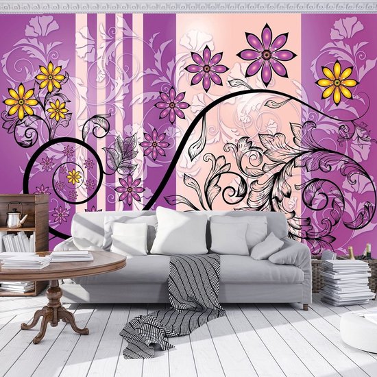 Violet | Photomural jaune, revêtement mural