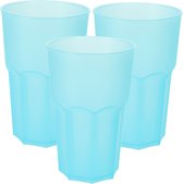 Limonade/drinkbeker onbreekbaar kunststof - 4x - blauw - 480 ml - 12 x 9 cm - camping bekers