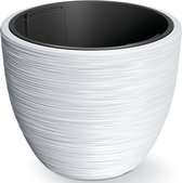 Prosperplast Cache-pot/pot de fleurs Furu Stripes - extérieur/intérieur - plastique - blanc - D40 x H40 cm - avec pot intérieur