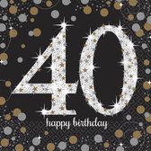 Serviettes de table 40 ans Happy Birthday 33x33cm 16 pièces