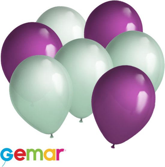 30 ballonnen Mintgroen en Paars (Ook geschikt voor Helium)