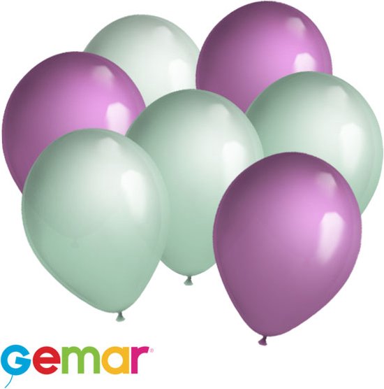 30 ballonnen Mintgroen en Lavender (Ook geschikt voor Helium)
