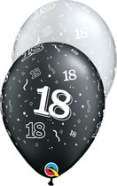 Qualatex - Ballonnen 18 Jaar Zilver en Zwart 28 cm 25 stuks