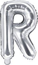 Partydeco - Folieballon Zilver Letter R (35 cm)
