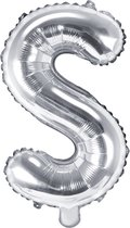 Partydeco - Folieballon Zilver Letter S (35 cm)