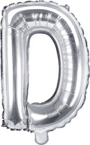 Partydeco - Folieballon Zilver Letter D (35 cm)