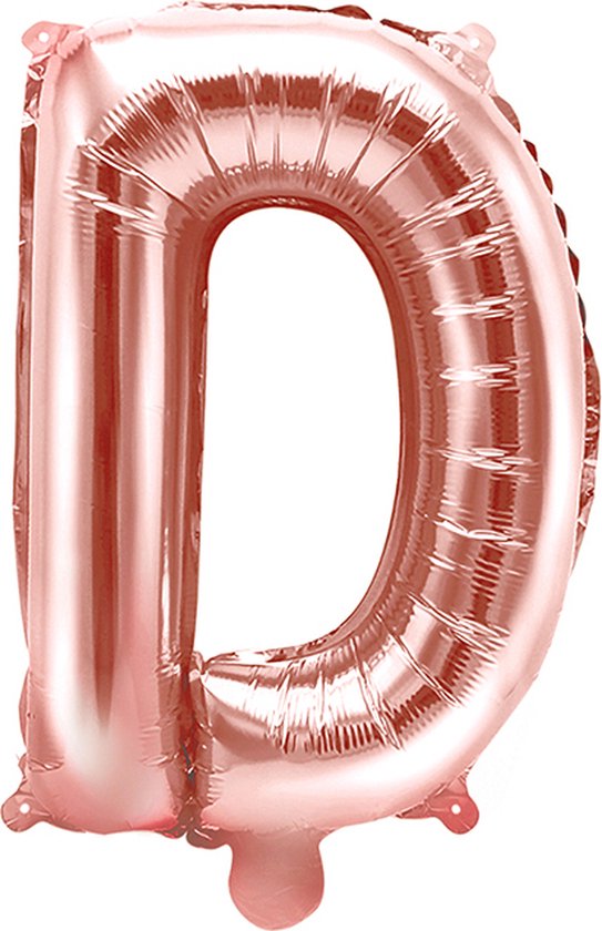 Partydeco - Folieballon Rose Gold Letter D (35 cm)