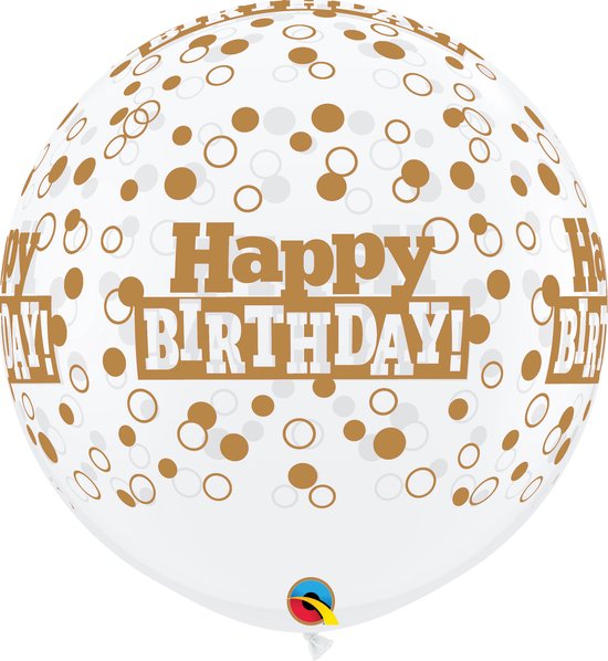 Qualatex - Megaballon Happy Birthday DC opdruk Goud (2st)