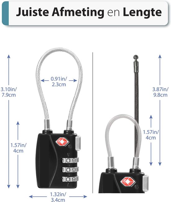 JC's - Fietstas slot voor Vaude fietstas - TSA Reisslot hangslot - Zwart - 2 STUKS van JC's — afbeelding 4
