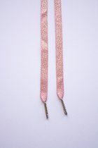 Schoenveters plat 120cm - roze zilver metallic - zilveren veterstiften veters voor wandelschoenen, werkschoenen en meer
