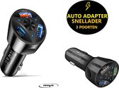 Autolader - USB Auto Adapter - 1 Stuk - 3 Poorten - Snellader - Car Adapter - Zwart - Oplader voor in de auto