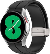 Strap-it Smartwatch bandje - magnetische siliconen horlogeband geschikt voor Samsung Galaxy Watch 6 Classic / Watch 6 40 & 44mm / Watch 5 Pro / Watch 5 40 & 44mm / Galaxy Watch 4 & 4 Classic - zwart