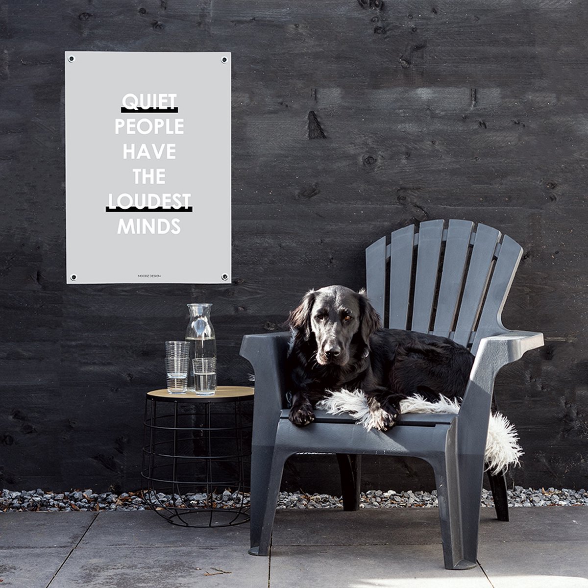 MOODZ design | Tuinposter | Buitenposter | Quiet people have the loudest minds | 70 x 100 cm | Grijs