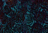 Fotobehang - Vlies Behang - Blauwe Rozen Kunst - 254 x 184 cm