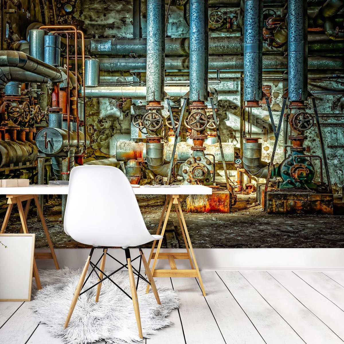 behang steen optiek grijs wit - Vliesbehang stenen muur - baksteen behang industrieel