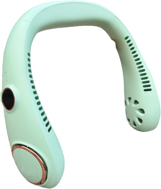 Draagbare Nek Fan USB Oplaadbaar Bladloze Ventilator 3 Snelheden Langdurige Koeling Groen Sport Outdoor