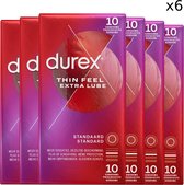 Durex Condooms Thin Feel - Extra Lube - 6x 10 stuks