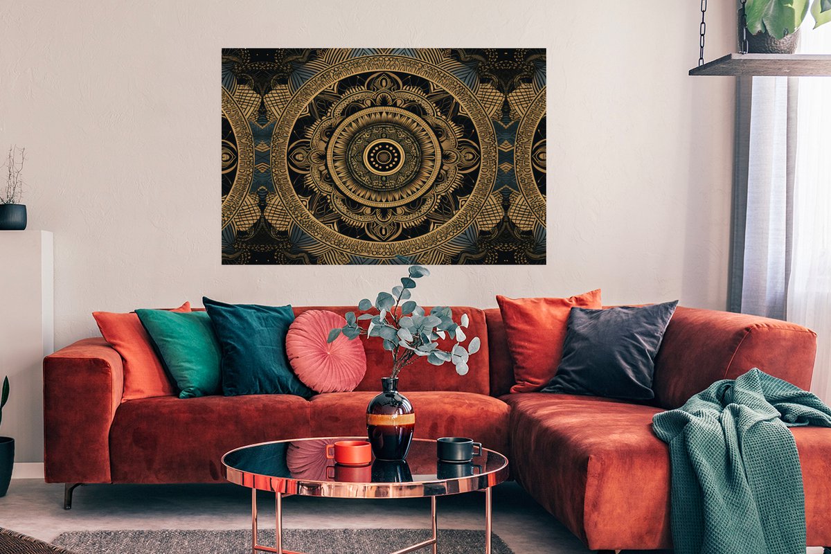 Poster Mandala - Goud - Bohemian - Luxe - 120x90 cm