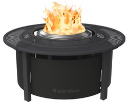 Solo Stove Fire Pit Surround tafel, Small | Verhoging voor Ranger en Bonfire Houtgestookte Outdoor Fire Pit, staal met poedercoating, UV-resistente stof, afmetingen (HxDia): 51 x 107 cm, Zwart