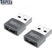 Triple J® USB C naar USB A Adapters - 2 stuks - OTG verloop - Snel Opladen & Gegevensoverdracht - Plug & Play