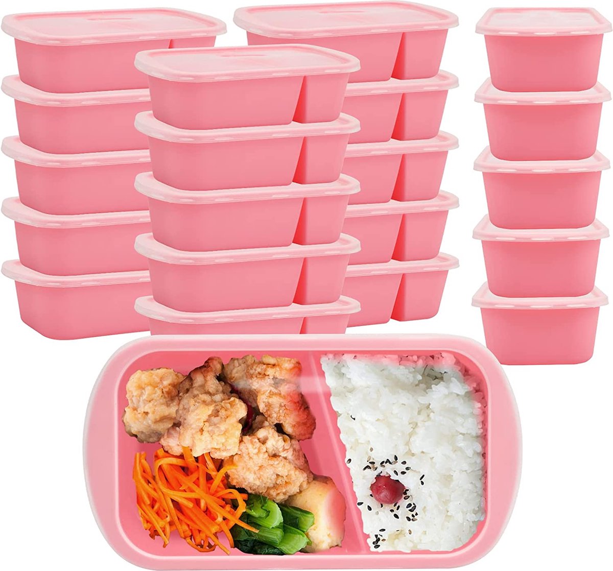 AKOLAFE Maalprep dozen, 2 vakken, 1000 ml, magnetronservies met deksel en handvat, herbruikbare voedselbox, BPA-vrij, luchtdicht, voor levensmiddelen