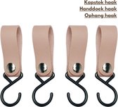 Leren Ophanghaken - Handdoekhaakjes – Kapstokhaak - roze - 4 stuks