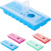 2x Blauwe ijsblokjes maker met deksel - IJsblokjes vorm/ijsklontjes vorm met deksel